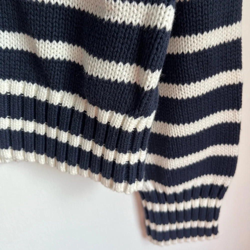 NWT J.Crew Women's Size XXS Rollneck sweater in Navy/White stripes - Picture 7 of 10